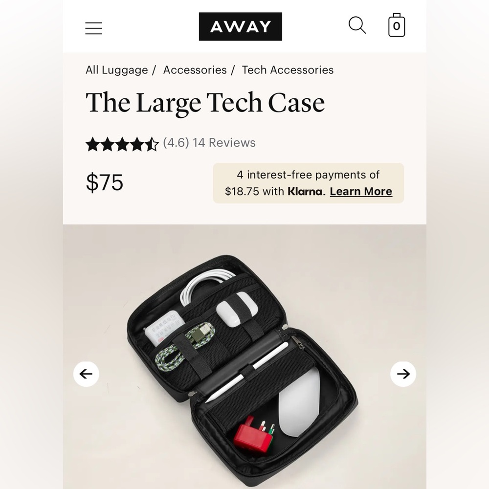 NWT! AWAY brand Large Tech Travel Case